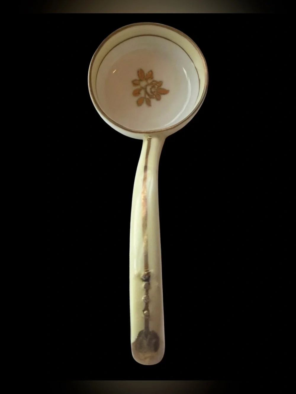 Antique Noritake Porcelain Sauce Gold Floral Ladle